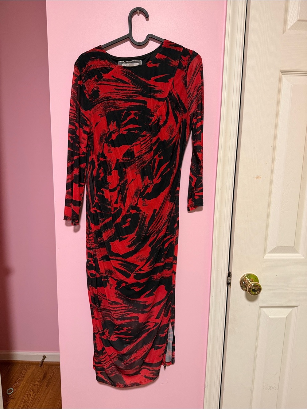 Cupio Red and Black Abstract Maxi Dress